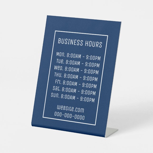 Blue Business Hours Sign Sockelschild (Vorderseite)