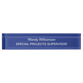 Blue Business Office Desk Namplate Namensplakette