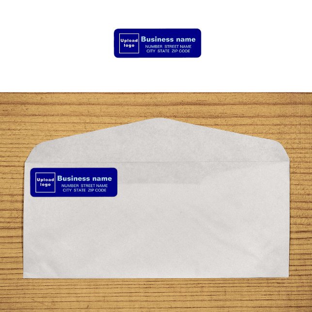 Blue-Business-Rücksendeadresse (Blue business return address label on envelope)