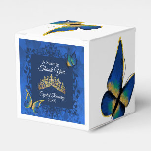 Blue Butterfells, Gold Tiara Quinceanera Gefällig Geschenkschachtel