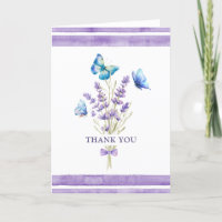 Blue Butterfells und Lavender Danke Karte
