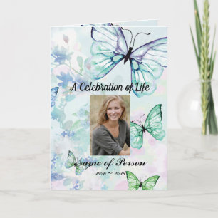 Blue Butterflies Funeral Program Programm