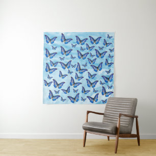 Blue Butterflies Tapestry Wandteppich