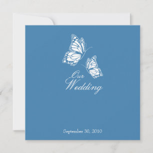 Blue Butterflies Wedding Announcement 2 Einladung