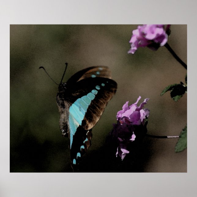 Blue Butterfly Abstrakt Poster (Vorne)