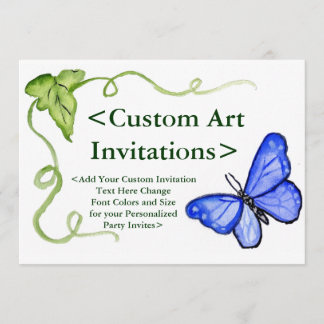 Blue Butterfly Art Custom Party Einladung