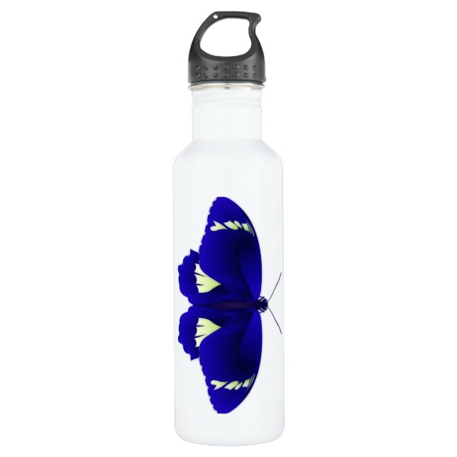 Blue Butterfly Art Edelstahlflasche (Vorderseite)