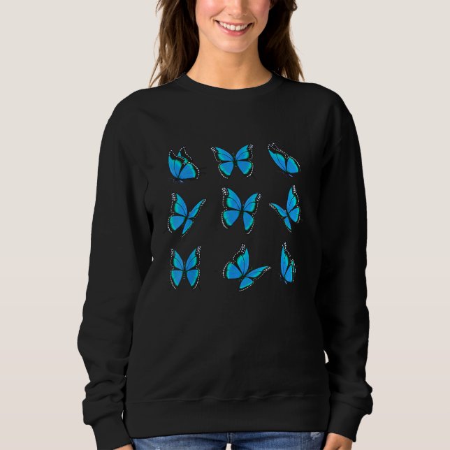 Blue Butterfly Art Garden Beautiful Butterflies Sweatshirt (Vorderseite)
