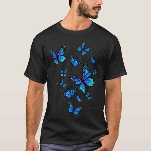 Blue Butterfly Art Garden Schöne Schmetterlinge T-Shirt (Vorderseite)