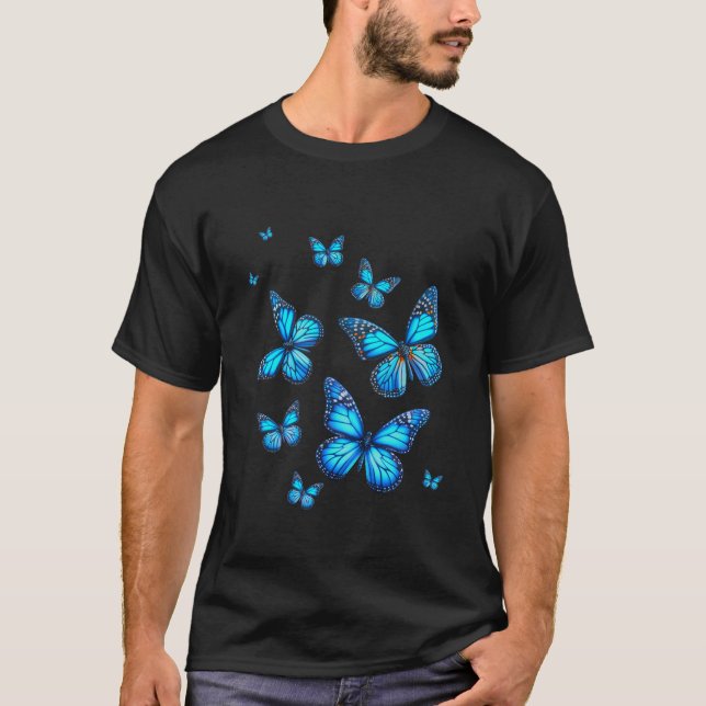 Blue Butterfly Art Garden Schöne Schmetterlinge T-Shirt (Vorderseite)