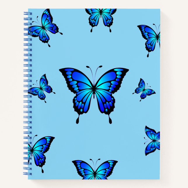 Blue Butterfly Ästhetik Notebook Notizbuch (Vorderseite)