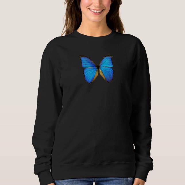 Blue Butterfly Blue Monarch Grunge Aesthetic Sweatshirt (Vorderseite)
