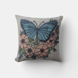 Blue butterfly cream floral mom pillow kissen