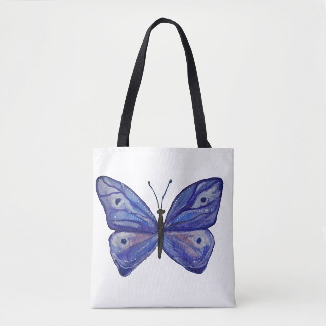 Blue Butterfly Custom All-Over-Print Tote Bag (Vorderseite)