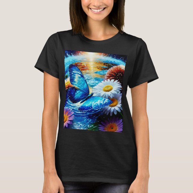 Blue Butterfly & Daisies T-Shirt (Vorderseite)