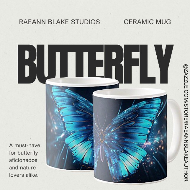 Blue Butterfly Design Keramik Tasse (Von Creator hochgeladen)
