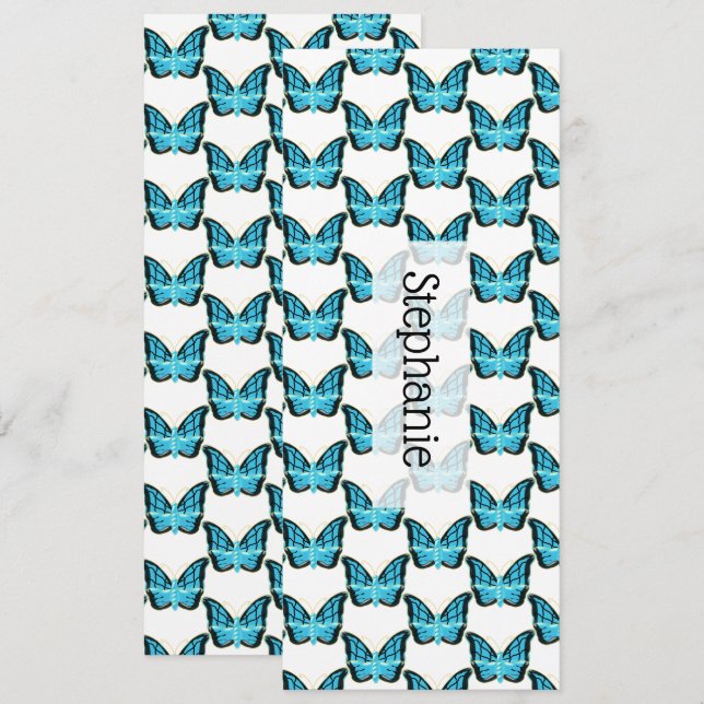Blue Butterfly Design Lesezeichen (Vorne/Hinten)