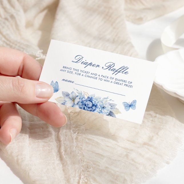 Blue Butterfly Diaper Raffle Boy Baby Dusche Begleitkarte (Von Creator hochgeladen)