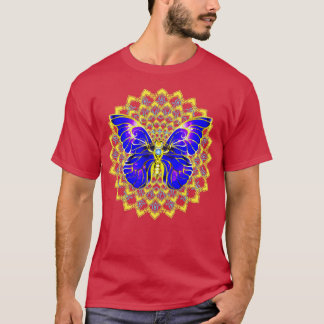 Blue Butterfly Doily Design T-Shirt