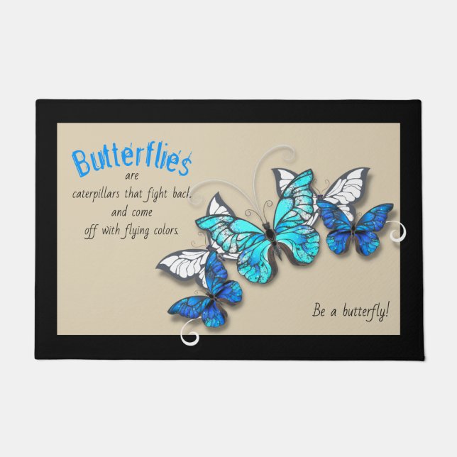 Blue Butterfly Doormat Fußmatte (Vorderseite)