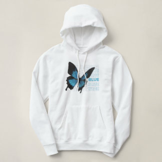 Blue Butterfly Elegance: Hoodie für Damen und Mädc