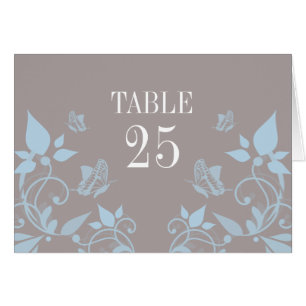 Blue Butterfly Floral Tischnummer Card