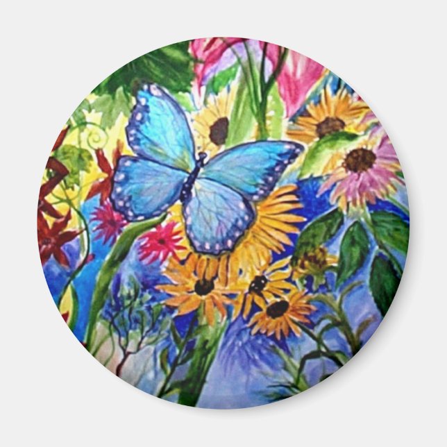 Blue Butterfly Garden Magnet (Vorne)
