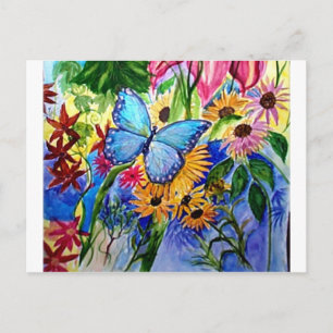 Blue Butterfly Garden Postkarte