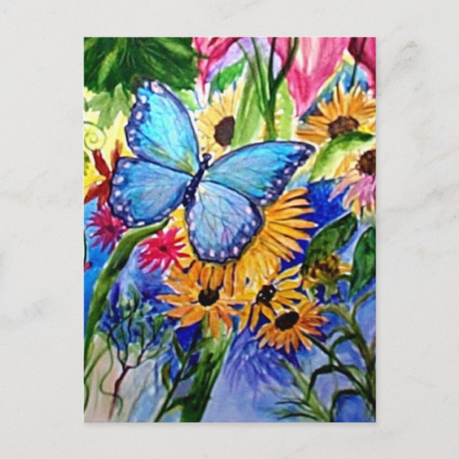 Blue Butterfly Garden Postkarte (Vorderseite)