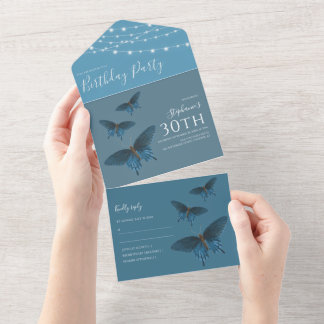 Blue Butterfly Geburtstag Alles in einer Einladung
