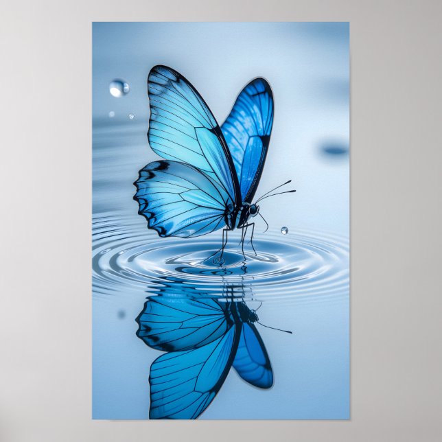 Blue Butterfly Gerahmte Kunst Poster (Vorne)