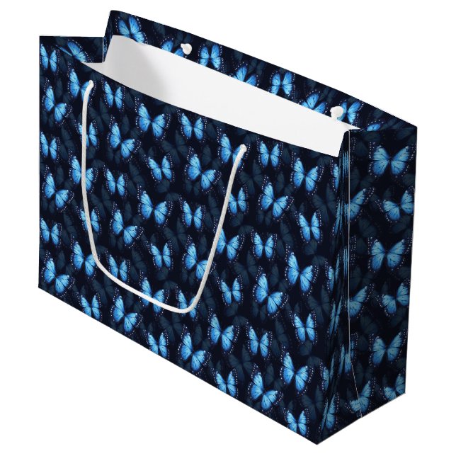 Blue Butterfly-Geschenktasche Große Geschenktüte (Vorderseite Schrägansicht)