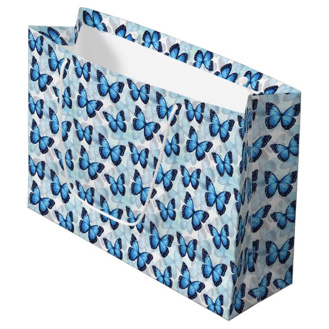 Blue Butterfly-Geschenktasche Große Geschenktüte (Vorderseite Schrägansicht)