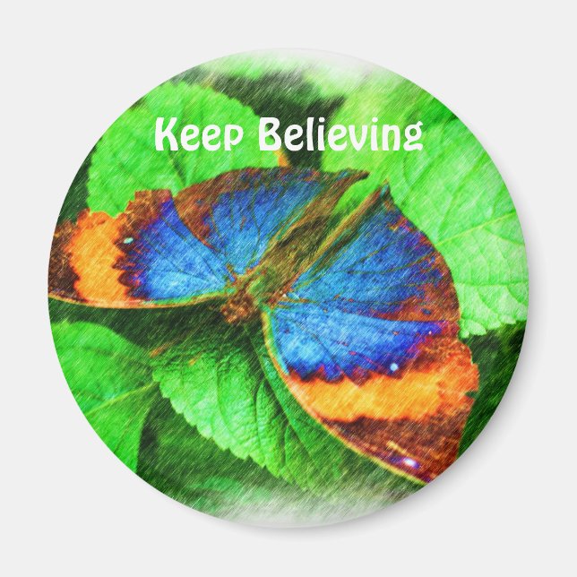 Blue Butterfly glaubt Affirmations Magnet (Vorne)
