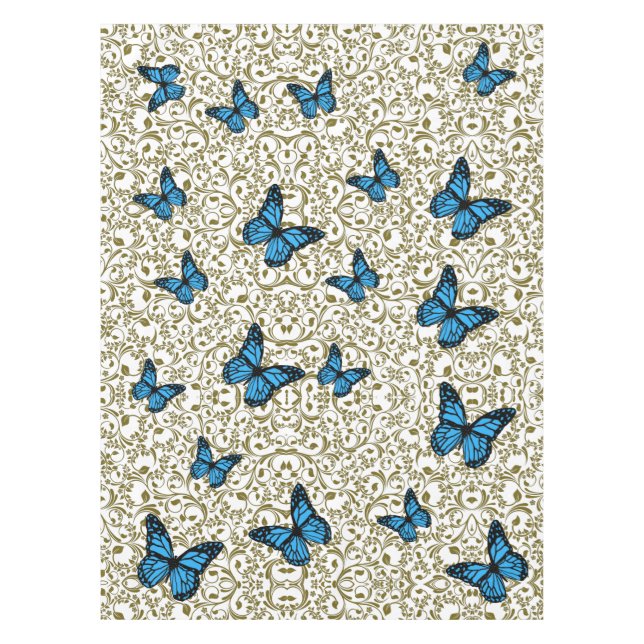 Blue butterfly gold garden tischdecke (Vorderseite)