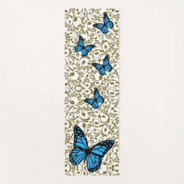 Blue butterfly gold garden yogamatte