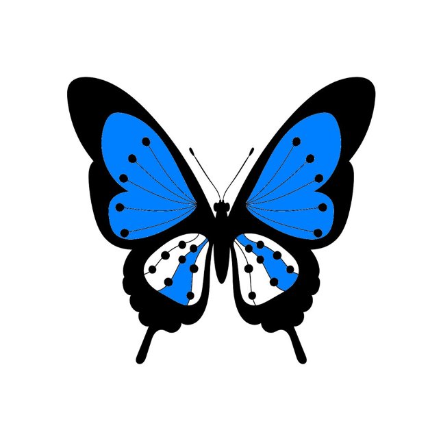 Blue Butterfly Golf Balls Golfball (A digital illustration of a butterfly with black outer wings and bright blue inner wings.)
