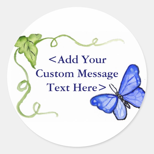 Blue Butterfly & Green Vine Label Stickers (Vorderseite)