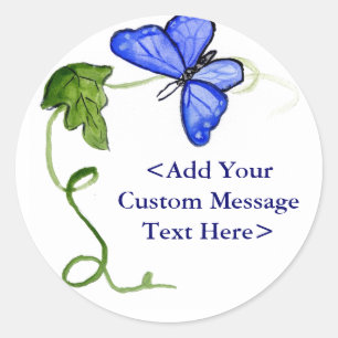 Blue Butterfly & Green Vine Label Stickers