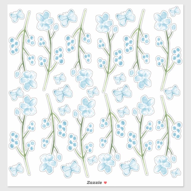 Blue Butterfly Haven Bedroom Wall Set Sticker (Blatt)