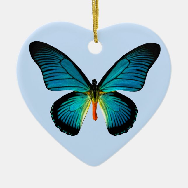 Blue Butterfly Heart Ornament (Vorne)