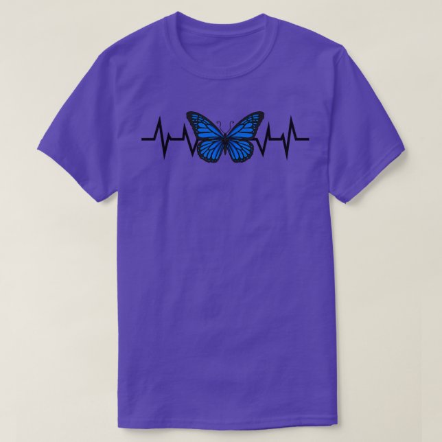 Blue Butterfly Heartbeat T-Shirt (Design vorne)