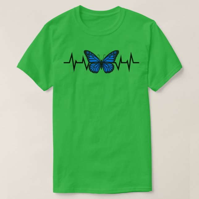 Blue Butterfly Heartbeat T-Shirt (Design vorne)