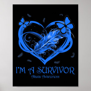 Blue Butterfly Herz Ich bin ein Überlebender Ataxi Poster