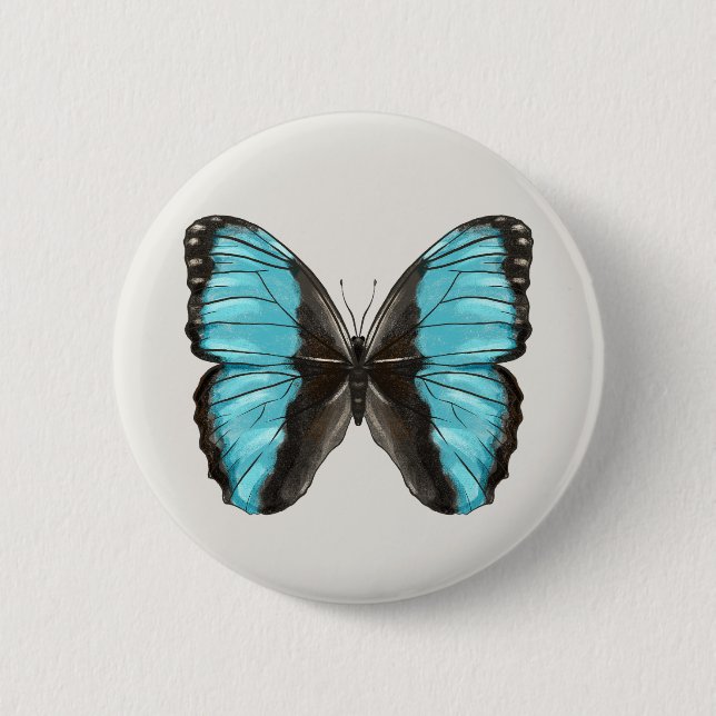 Blue Butterfly Insect Art Lover Button (Vorderseite)