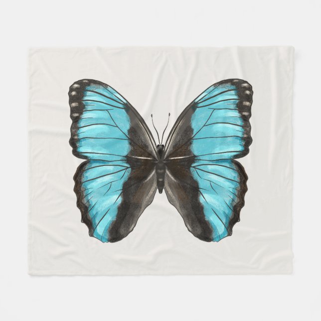 Blue Butterfly Insect Art Lover Fleecedecke (Vorderseite (Horizontal))