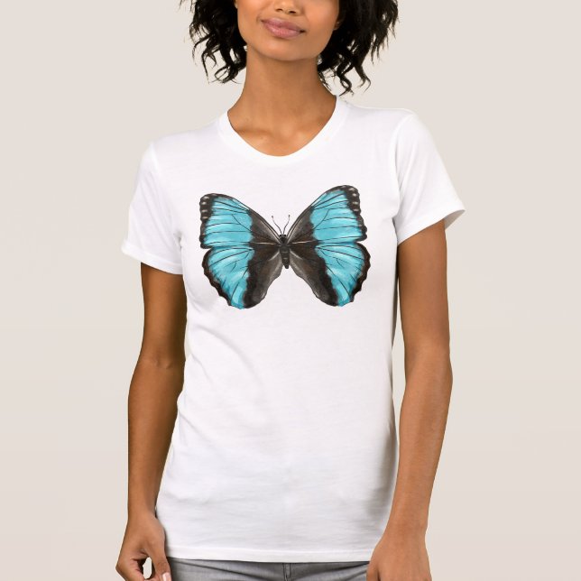 Blue Butterfly Insekt Art T-Shirt (Vorderseite)