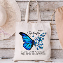 Blue Butterfly, inspirierendes Zitat wie ein Aber