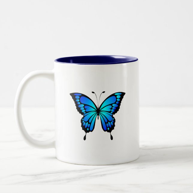 Blue Butterfly Keramik Tasse (Links)
