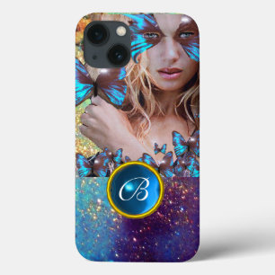 BLUE BUTTERFLY LADY, AQUAMARIN GOLD SPARKLE GEM MO Case-Mate iPhone HÜLLE